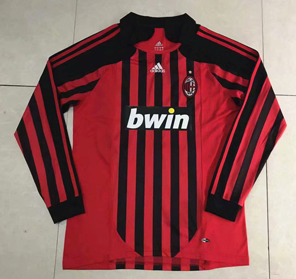 Retro Version 2008 AC Milan Home Red&Black Thailand LS Soccer Jersey AAA-510