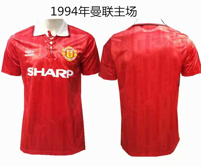 Retro Version 1994 Manchester United Home Red Thailand Soccer Jersey AAA