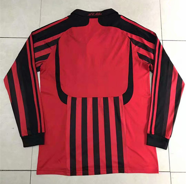 Retro Version 2008 AC Milan Home Red&Black Thailand LS Soccer Jersey AAA-510