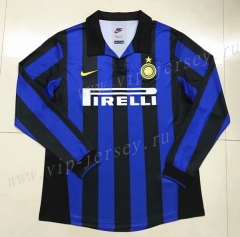 Retro Version 1998 Inter Milan Home Blue&Black LS Thailand Soccer Jersey AAA-SL