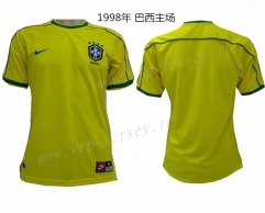 Retro Version 1998 World Cup Brazil Home Yellow Thailand Soccer Jersey AAA