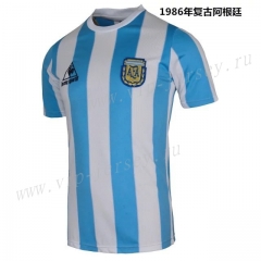 Retro Version 1986 Argentina Home Blue and White Thailand Soccer Jersey AAA