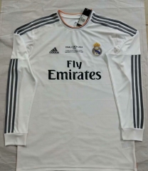 Retro Version 2014 Real Madrid Home White LS Thailand Soccer Jersey AAA-912