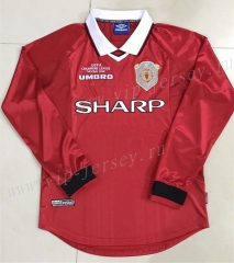 1999 Retro Edition Manchester United Home Red Thailand LS Soccer Jersey AAA-510