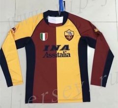 Retro Version 2001-2002 Roma Home Red&Yellow LS Thailand Soccer Jersey AAA-SL