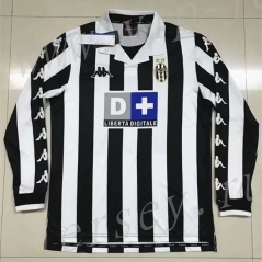 Retro Version 1999-2000 Juventus Home Black&White LS Thailand Soccer Jersey AAA-SL