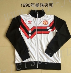 Retro Version 1990 Manchester United White Thailand Soccer Jacket -AY