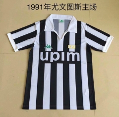 Retro Version 1991 Juventus Home Black&White Thailand Soccer Jersey AAA-DG