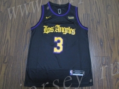 Latin Edition Los Angeles Lakers Black #3 NBA Jersey