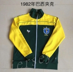 Retro Version 1982 Brazil Yellow&Green Thailand Soccer Jacket-AY