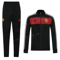 Classic Version Manchester United Black Thailand Soccer Jacket Uniform-LH