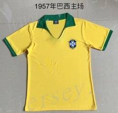 Retro version 1957 Season Brazil Home Yellow Tailand Soccer Jersey AAA-XY
