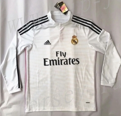 Retro Version 2014-2015 Real Madrid Home White LS Thailand Soccer Jersey AAA-SL
