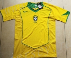 Retro version 2004 Season Brazil Home Yellow Tailand Soccer Jersey AAA-912