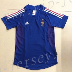 Retro Version 2002 Season France Home Blue Thailand Soccer Jersey AAA