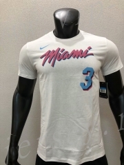 Miami Heat NBA White #3 Cotton T Jersey