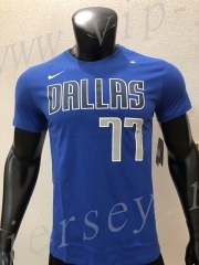 Dallas Mavericks NBA Blue #77 Cotton T Jersey