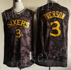 Philadelphia 76ers Dark Purple Iverson #3 NBA Jersey