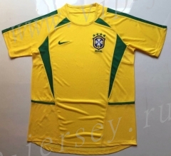 Retro Version 2002 Brazil Home Yellow Tailand Soccer Jersey AAA-912