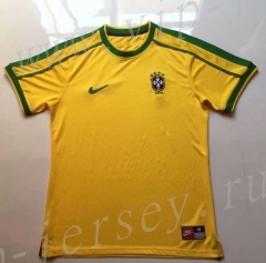 Retro version 1998 Season Brazil Home Yellow Tailand Soccer Jersey AAA-912