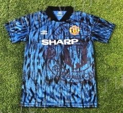 Retro Version 1992-1993 Manchester United Away Blue Thailand Soccer Jersey AAA-503