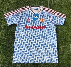 Retro Version 1990-1992 Manchester United Away Blue Thailand Soccer Jersey AAA-503