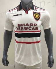 Retro Version 1998-1999 Manchester United Away White Thailand Soccer jersey AAA-416