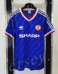 Retro Version 1986 Manchester United Away Blue Thailand Soccer Jersey AAA-C1046