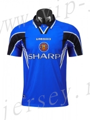 Retro Version 96-98 Manchester United Away Blue Thailand Soccer Jersey AAA-710