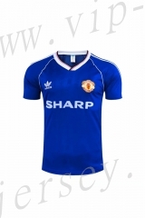 Retro Version 88 Manchester United Away Blue Thailand Soccer Jersey AAA-710