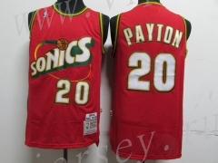 Retro Version Seattle Supersonics Red (Green Rim) #20 NBA Jersey