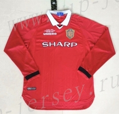 Retro Version 1999-2000 Manchester United Home Red LS Thailand Soccer Jersey AAA-422