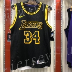 Snakeskin Version Los Angeles Lakers Black #34 NBA Jersey-311
