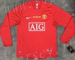 Champions League Retro Version 07-08 Manchester United Home Red LS Thailand Soccer Jersey AAA-510