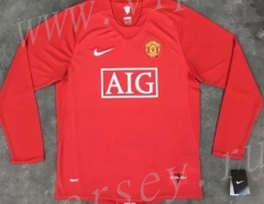 Retro Version 07-08 Manchester United Home Red LS Thailand Soccer Jersey AAA-510