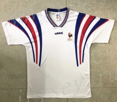 Retro Version 1996 European Cup France Away White Thailand Soccer Jersey AAA-HR
