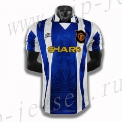 Retro Version 94-96 Manchester United Away Blue Thailand Soccer Jersey AAA-c1046