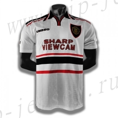 Retro Version 1998-1999 Manchester United Away White Thailand Soccer jersey AAA-c1046