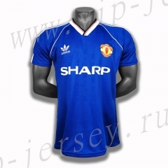Retro Version 88 Manchester United Away Blue Thailand Soccer Jersey AAA-c1046