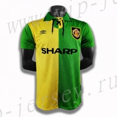 Retro Version 1992  Manchester United Yellow&Green Thailand Soccer Jersey AAA-c1046