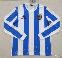 Retro Version 1986 Argentina Home Blue&White Thailand LS Soccer Jersey AAA-422