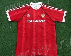 Retro Version 1991-1992 Manchester United Home Red Thailand Soccer jersey AAA-503