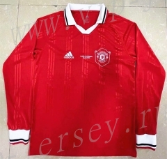Retro Version Manchester United  Red LS Thailand Soccer Jersey AAA-818