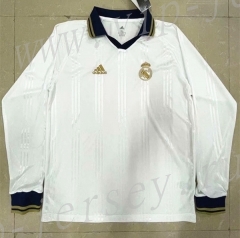 Retro version  Real Madrid White LS Thailand Soccer Jersey AAA-818