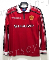 Retro Version 98 Manchester United Red LS Thailand Soccer Jersey AAA-811