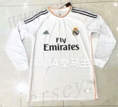 Retro Version 2013-2014 Real Madrid Home White LS Thailand Soccer Jersey AAA-826