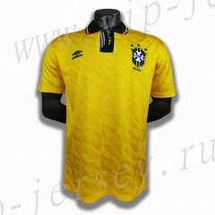 Retro Version 1991-1993 Brazil Home Yellow Thailand Soccer Jersey AAA-c1046
