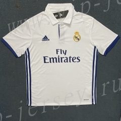 Retro Version 16-17 Real Madrid Home White Thailand Polo Shirt-709