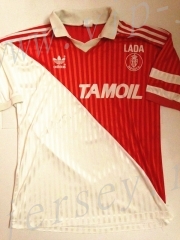 Retro version 91-92 Monaco Home Red&White Thailand Soccer Jersey AAA-503