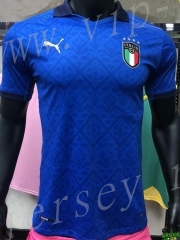 Player version 2020 European Cup Italy Home Blue Thailand Soccer Jersey AAA